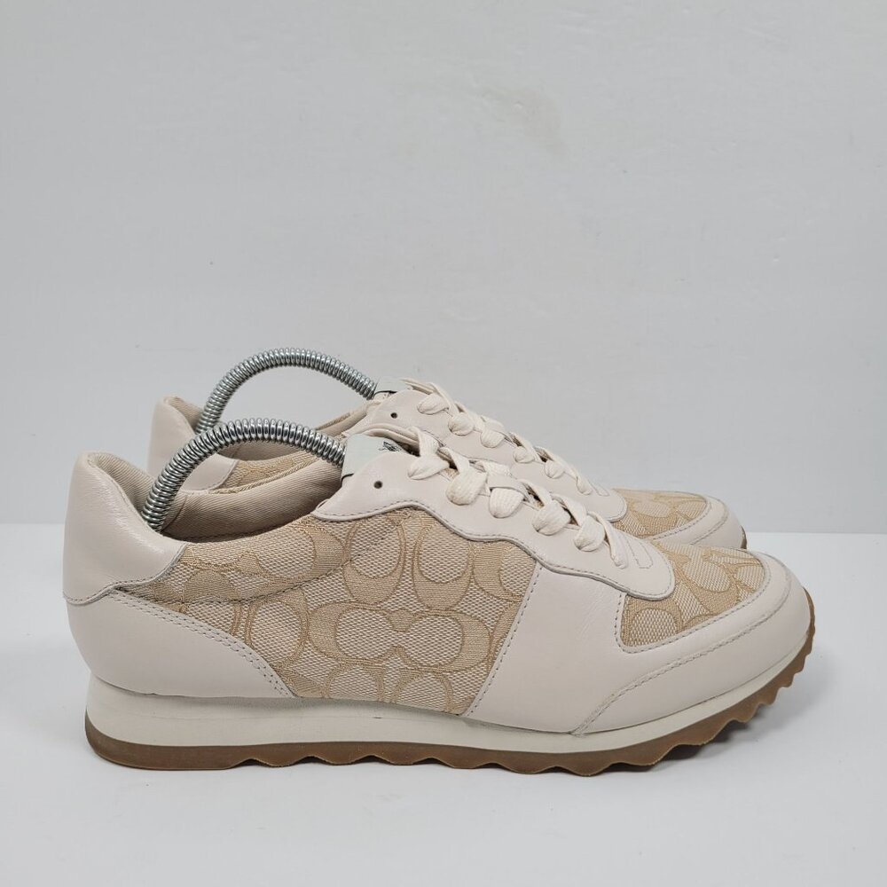 Coach C142 Runner Sig Pvc Women's Light Khaki Chalk Fashion Sneakers US Size 9B